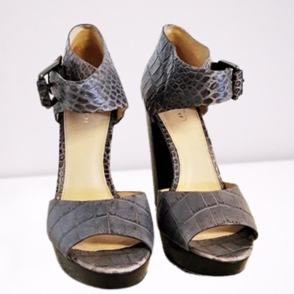 COACH Maze Leather Croc Embossed Platform Sandals - Picture 5 of 10